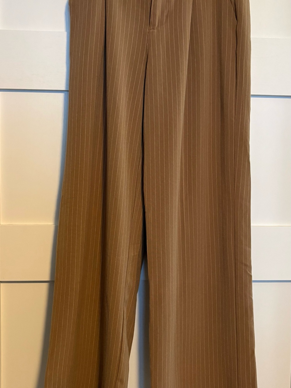 True Craft Brown Pinstripe Wide-Leg Trousers
